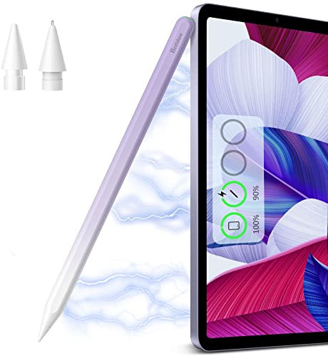 Bettdow Stylus Pen for iPad Pro, Wireless Magnetic Charging, Tilt Palm Rejection & Magnetic Attach - Purple