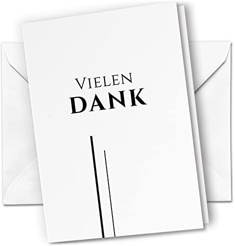 Danksagungskarten Trauer – 10 Klappkarten mit Umschlägen – Motiv: 2 Striche Edel – Trauerkarten Danksagung mit Text – Dankeskarten Trauer nach Beerdigung