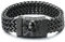 COOLSTEELANDBEYOND Herren Große Schwarz Edelstahl Franco Link Panzerkette Armband mit Piraten Schädel Verschluss