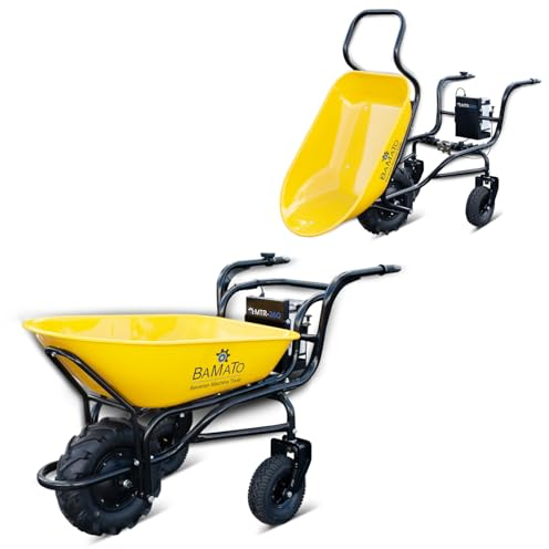 BAMATO Elektrische Schubkarre MTR-260 | Elektroantrieb | 280W Motorleistung | Bis zu 6,0 km/h Vorwärts | 100 Liter Volumen | 5 Stunden Arbeitszeit | Schubwagen Schubkarre Elektrowagen