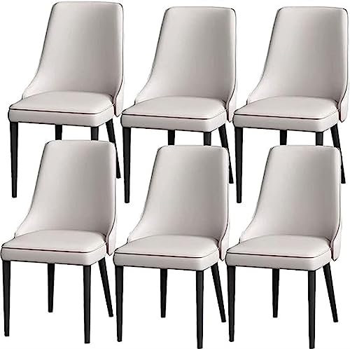 SOYDAN Set von 6 Esszimmerstühlen Wohnzimmer Stühle Napa Leder Robuste Beine Metall Stahl Carbon Stühle Küche Comfort (Color : Light Grey)