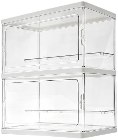 ANMOO Acrylic Display Case, 2 Layer Clear Showcase for Figurines | Clear Display Storage Box Dustproof Protection Showcase Storage For Collectibles, Action Figures, Miniature Figurines