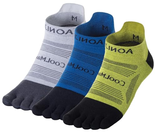 TRIWONDER 3 Pairs Toe Socks Five Finger Socks Running Socks Ankle Socks Breathable Sport Sock Mini Crew Socks (Low Cut, S)
