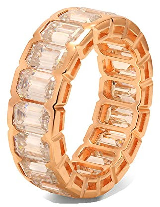 Beydodo Ringe für Damen 585 Rotgold, Trauringe Bandring mit 10.8ct Moissanit Rotgold Ringe Verlobung und Hochzeit Gr.51