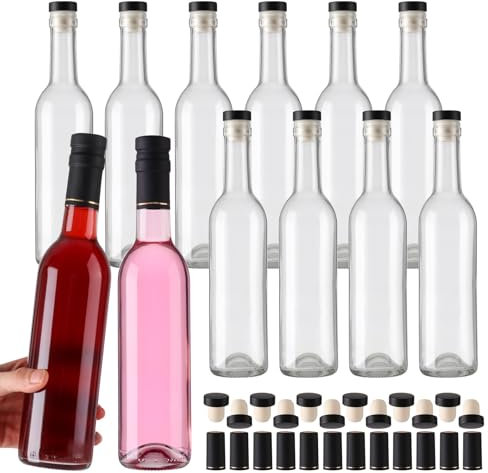 Alotpower Bottiglie di vino da 350 ml, con tappo a T e tappi termoretraibili, confezione da 12 bottiglie di vino vuote per spumante, kefir, bevande, kombucha (12 fl.oz, set di 12)