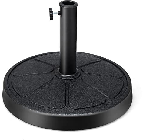 GOPLUS - Pie de sombrilla de jardín exterior 38/48 mm, soporte de sombrilla de resina con tubo de metal, base de sombrilla de 14 kg, base de sombrilla de 45 cm para playa, balcón y patio