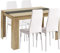 FURNITABLE Esstisch mit 4 Stühlen Esszimmergruppe, 4er Set Esszimmerstühle und Rechteckig Holztisch Essgruppe für Wohnzimmer Küche Büro(120 * 70cm Tisch+4 Weiß Stühle)