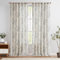 TOPICK Leinen Gardinen Floral Vorhänge mit verdeckten Schlaufen Lichtdurchlässig Bauernhaus Lang Gardinen Fensterschal für Wohnzimmer Schlafzimmer Fenster,2er Set 140 B x 225 H (cm),Grau auf Beige