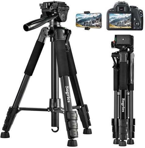 Sogries Stativ – 60'' Kamerastativ, professionelles, | leichtes Reise-Outdoor-Stativ aus Aluminium für Kamera/DSLR/Handy/Camcorder/Fernglas/Mikroskop