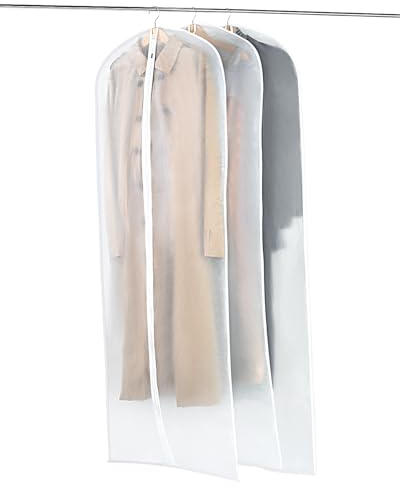 OTraki Copri Abiti da Armadio 3 Pezzi, 60 x 180cm Copriabiti Antipolvere Trasparenti con Cerniera, Impermeabile Buste per Vestiti Lunga da Viaggio Custodia Abiti per Camicia Giacche Costume Cappotti