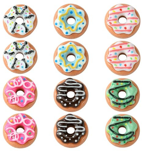 Stiesy 30 Pcs 6 Colors Resin Donut Slime Charms Beads Imitation Food Cabochons Beads No Holes Sweet Food Flatback Charms for Slime DIY Craft Making Ornament Scrapbooking Embellishments Hair Clip Decor