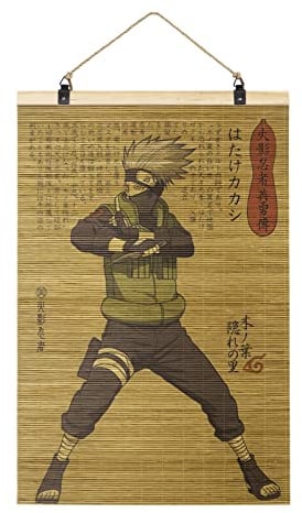 CoolChange Kakashi Hatake Rollbild aus Bambus im japanischen Ukiyo-e Stil | Manga Kakemono | 60x40cm | Inkl. Haken
