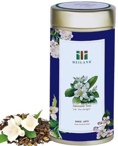 HEILAND Jasmine Tea – Premium Loose Herbal Blend with Jasmine Flowers, Rose Petals, Chamomile & Citrus – Caffeine-Free Relaxing Tea for Stress Relief & Immune Support – Floral & Aromatic – 100g