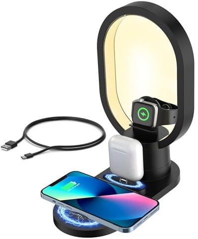 iN 3-in-1 Wireless Charging Station with Night Lamp for Apple Devices | Travel Stand, Fast Charger for iPhone16/15/14/13/12/11 | MagSafe Magnetic Charger for Apple Watch,AirPods,Fast Charge