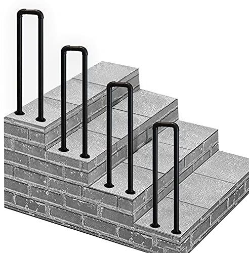 Schwarze Metallstufen für Zement und Holzstufen, Treppenstütze, Geländer, Geländer, Außentreppen, Heimdekoration, 100 cm
