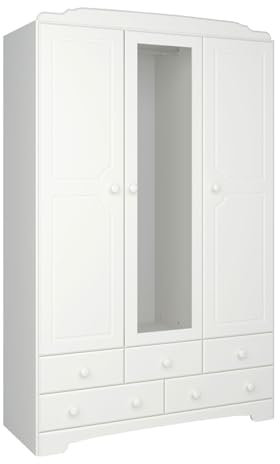 ebuy24 Nilon Kleiderschrank (3 Doors, mirroir, 3 and 2 drawars, weiß)