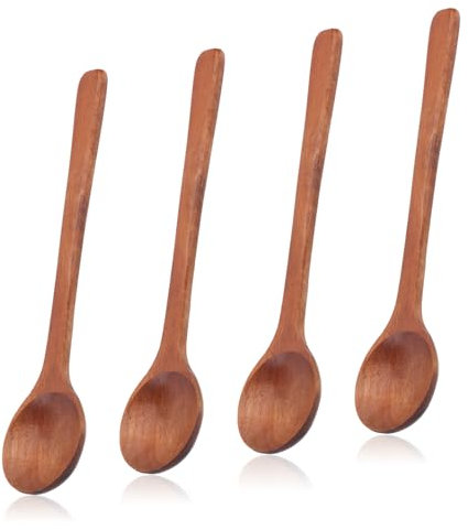 4pcs Small Wooden Spoons, 6.7 Inch Smooth Honey Spoon Acacia Wood Teaspoon Dessert Table Spoons for Cooking Serving Stirring Coffee Tea Honey Sugar Spice Jar Condiment, Kitchen Accessories Utensils