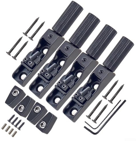 Headless Bass Bridge System für 4/5/6 Saiten mit Zinklegierung Konstruktion und Installationswerkzeugen (schwarz 4PCS)
