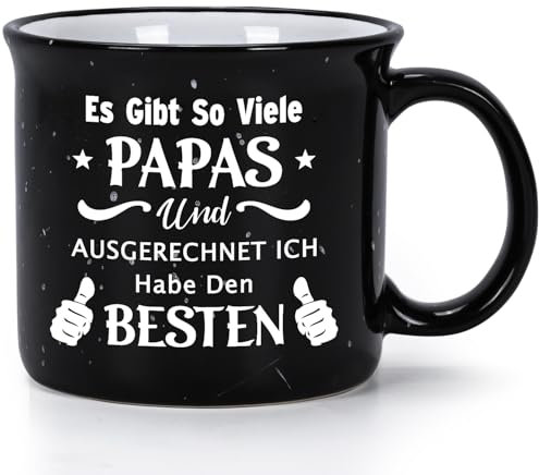 Joymaking Kaffeetasse Geschenk für Papa zum Geburtstag Vatertag Weihnachtsgeschenke, Beste Papa Geschenke Vatertagsgeschenk Tasse mit Spruch - Es gibt so viel papas, 450ml Schwarz