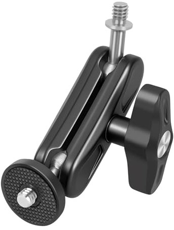 Mechrig Dual Ball Head Magic Arm Accessory for Camera Rig/Monitor/GoPro/Microphone, 1/4 Screw Aluminum Alloy & ABS Mounting Bracket Compatible with Super Clamp 68010