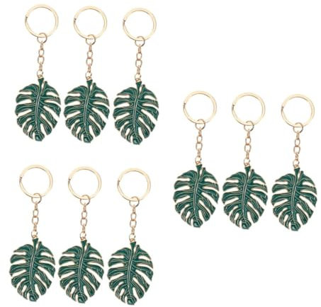 MOBUTOFU 9stücke Teiliges Aus Farbenfrohen Monstera-schlüsselanhängern Aus Hochwertigem Legierungsmaterial Stilvolle Pflanzenanhänger Für Taschen Und Schlüssel