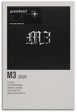 GTYATEN Graveheart M3 Poster auf Leinwand, ästhetische Musik und Filme, dekoratives Gemälde für Wohnzimmer, Schlafzimmer, 40 x 60 cm, ungerahmter Stil