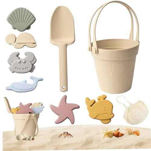 Jouets de Sable, 8pcs Silicone Beach Toys for Kids, Play de Sable imperméable sécuri