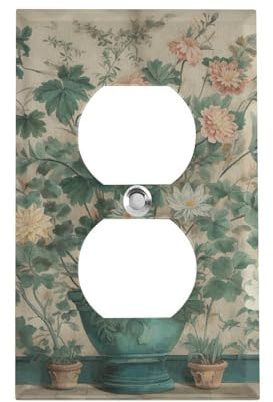 Cache-prise de peinture florale standard américain avec vis, en acier inoxydable résistant à la chaleur et aux chocs, pour décoration d'intérieur