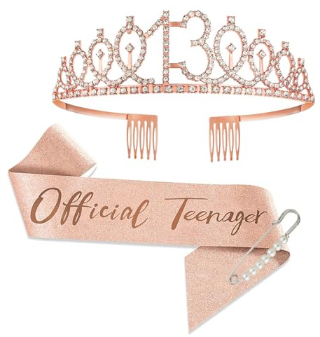 JurciCat 13. Geburtstag Fabulous Schärpe und Tiara für 13 Geburtstag Deko Geschenk Mädchen Party Accessoires