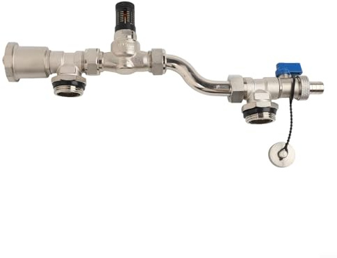 Messingventil für Differenzdruck-Bypass mit automatischer Luftfreigabe und 360 Grad Dual-Skala zur Druckmessung geeignet für Fußbodenheizungskrümmersysteme (Silber)