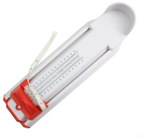 Schuhgrößen-Messgerät für genaue Fußlängenmessung bei Erwachsenen und Kindern 120 280 mm (rot)