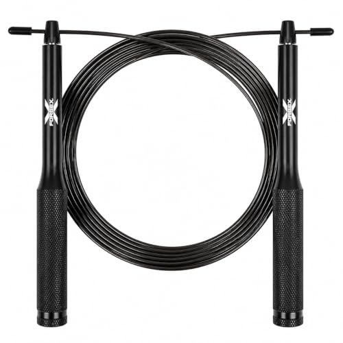 FORGEX Corda per CrossFit professionale in alluminio, Speed Rope regolabile con doppio cuscinetto, cavo in acciaio da 3 m, corda per Double Unders, HYROX, fitness e boxe