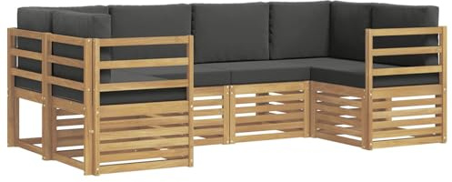 vidaXL Ecksofa Set 6 pcs Weiß und Anthrazit 245 x 126,5 x 73 cm, Gartenlounge, Moderne Ecksofa, langlebige Sitzgelegenheit, Terrassenmöbel, bequemes Wohnen