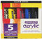 Daler-Rowney Graduate 120ml Acrylic Paint Starter Set, 5 Assorted Colours, High Lightfastness, Water-Based, Solvent-Free, Ideal for Student Artists & Hobbyists