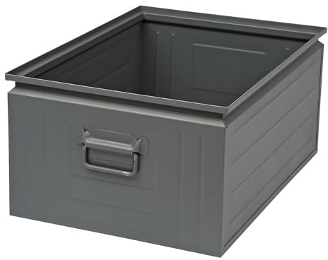 kaiserkraft | Stapelkasten aus Stahlblech | Volumen ca 80 l | basaltGrau RAL 7012