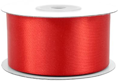 Satinband 38mm x 25m Rolle - FARBAUSWAHL in 3/6/12/18/25/38/50/75/100mm - farbecht & waschbar - Schleifenband für Hochzeit - Geschenkband zum Verpacken Dekorieren Basteln - Rot 250