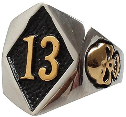 PAURO Herren Edelstahl Nr. 13 Motorrad Biker Ring Böse Schädel Gold Größe 70
