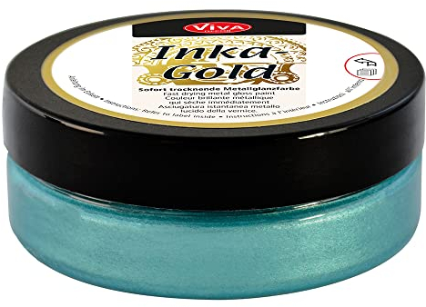 Viva Decor Inka Gold 62,5g (Türkis) - Einfach auftragbare, wachshaltige Metallic Polierpaste. Schnell Trocknender Metallglanz, Hochglanz-Effekte für DIY. Dekorpaste für Holz, Ton & Terracotta