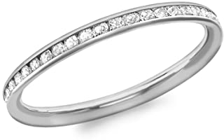 CARISSIMA Damen Ring 9k (375) Weißgold Zirkonia Band - Größe P