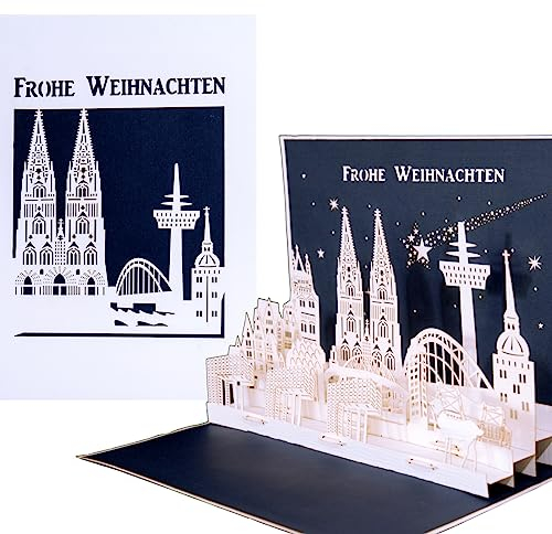 3D Weihnachtskarte „Köln – Kölner Skyline Pop-Up Weihnachtskarten mit Köln Panorama & Kölner Dom