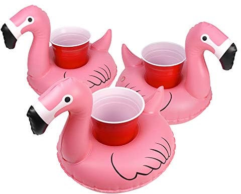 GoFloats Floatmingo Drink Float 3 Pack, Inflatable Pool and Hot Tub Drink Holder