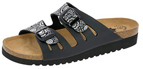 Lico BIOLINE LADY Damen Pantoletten, Schwarz/ Silber, 41 EU