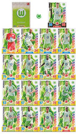 Match Attax Bundesliga 2017 2018 - VfL Wolfsburg Mannschafts-Set 18 Karten Basiskarten Clubkarte Starspieler - Deutsche Ausgabe