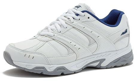 AVIA Women's Avi-Verge Sneaker, Bright White/Bijou Blue/Silver/Alloy, 6.5 Medium US