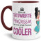 Tasse Tätowierte Prinzessin - Brünett - Tätowiert/Diva/für die beste Freundin/Witzig/Lustig/Becher/Innen & Henkel Weinrot