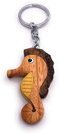 H-Customs Seepferdchen Schwimmabzeichen Holz Edel Handmade Schlüsselanhänger Anhänger