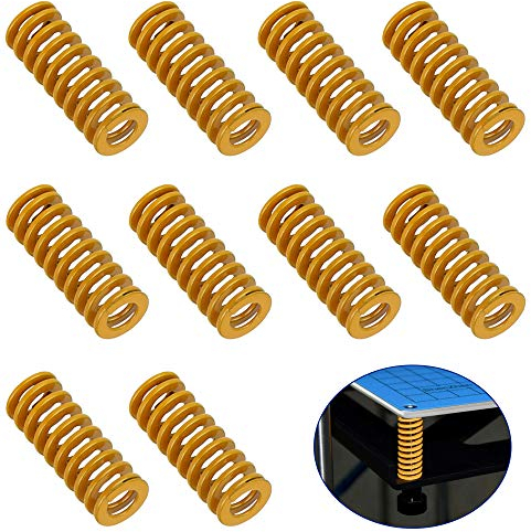 Favengo 10 Stücke 3D Druckfeder 3D-Drucker Zubehör Außendurchmesser 8mm Metall Druckfeder Beheizte Bett Federn für Motherboard Bottom Connect Leveling,Ender 3 Pro 3D Drucker Leichte Belastung, Gelb