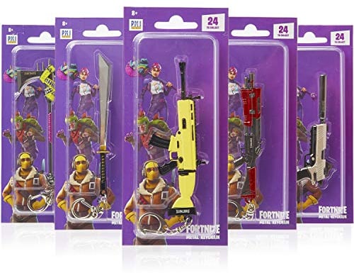 Fortnite Schlüsselanhänger, 3D Battle Royale Schlüsselanhänger Aus Metall mit Verschiedene Waffen Pistole Legendär Episch Scar Mitgebsel Kindergeburtstag, Jungs (zufällige Auswahl)