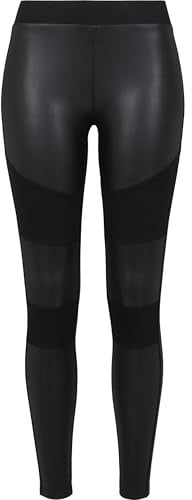 Urban Classics Women's Leggings Ladies Fake Leather Tech Yoga-Hose, Black (Black 00007), 22 (Size: 4X-Large)
