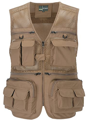 OlyljpinZ Herren Outdoor Anglerweste Casual Mesh Weste Schnelltrocknend Multifunktions Weste Arbeit Reise Fotografie Ärmellos Jacke mit Vielen Praktischen Taschen
